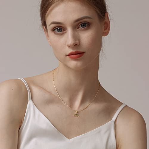 Whale Tail Pendant Necklace Set, Gold Plated, Adjustable