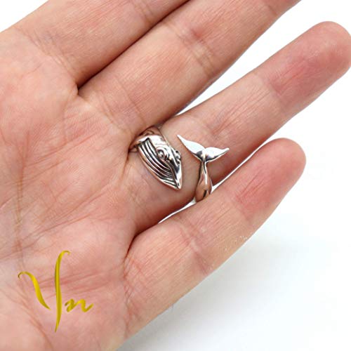 Adjustable Sterling Silver Whale Ring - Nautical Humpback