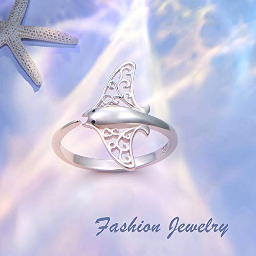 Whale-Inspired Adjustable Sterling Silver Sea Animal Ring, Size 7