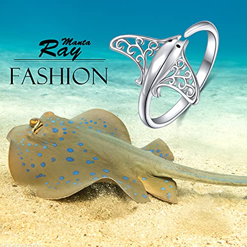 Whale-Inspired Adjustable Sterling Silver Sea Animal Ring, Size 7
