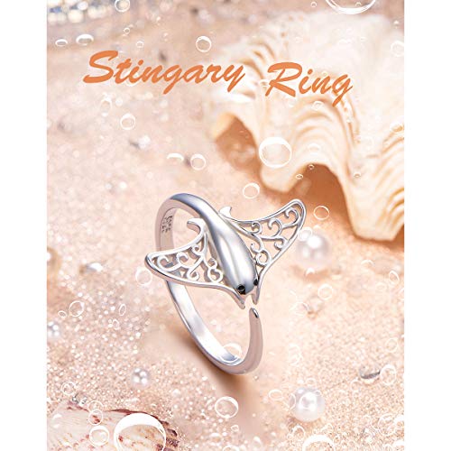 Whale-Inspired Adjustable Sterling Silver Sea Animal Ring, Size 7