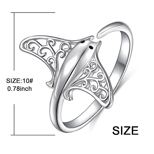 Whale-Inspired Adjustable Sterling Silver Sea Animal Ring, Size 7