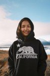 California Distressed White Bear Hoodies - Medium