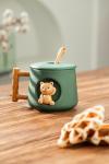 3D Bear Pattern Ceramic Coffee Mug with Spoon
