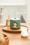 3D Bear Pattern Ceramic Coffee Mug with Spoon
