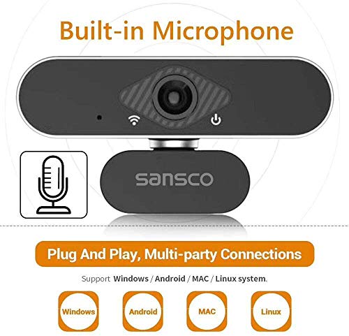 SANSCO 1080p HD Webcam with Microphone for Gaming