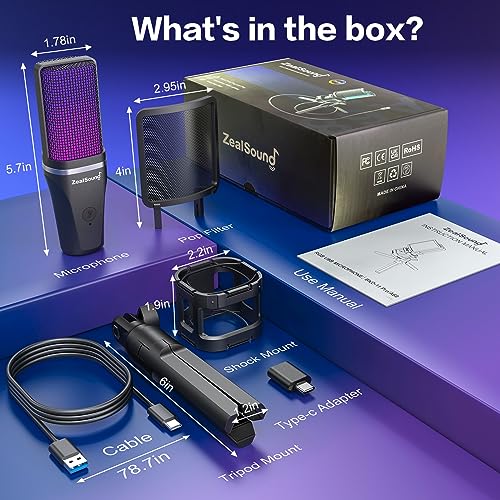 RGB USB Microphone for Gaming and Streaming