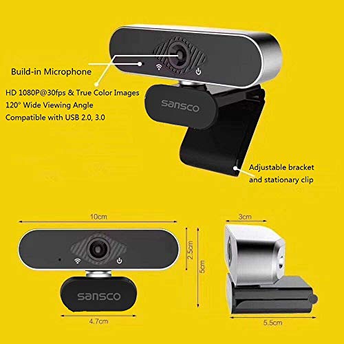 SANSCO 1080p HD Webcam with Microphone for Gaming