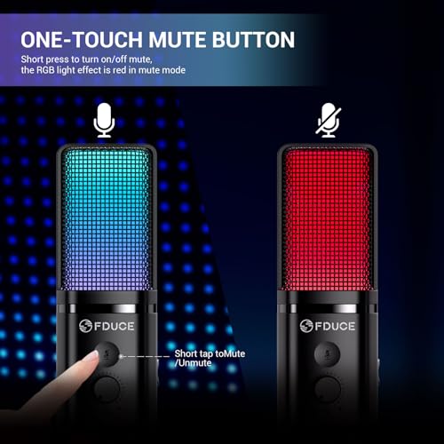 FDUCE RGB Gaming Microphone with Tripod and Mute