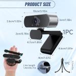 Tinshow 1080P Full HD Webcam with Microphone and Stand