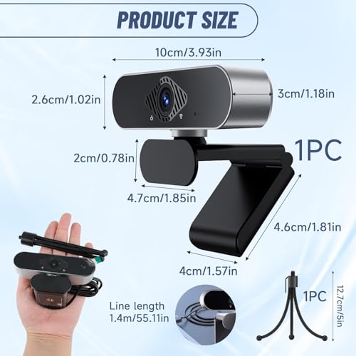Tinshow 1080P Full HD Webcam with Microphone and Stand