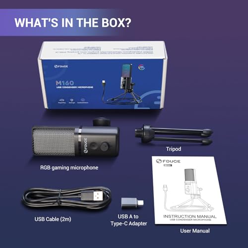 FDUCE RGB Gaming Microphone with Tripod and Mute