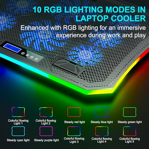RGB Gaming Laptop Cooling Pad with Adjustable Fans