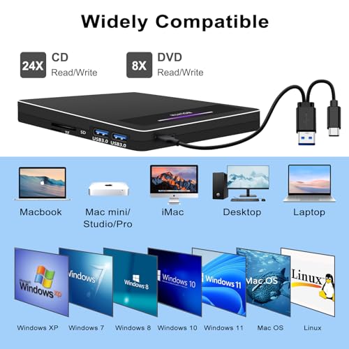 NOLYTH USB 3.0 Portable CD/DVD Drive for Laptops