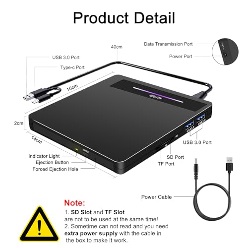 NOLYTH USB 3.0 Portable CD/DVD Drive for Laptops