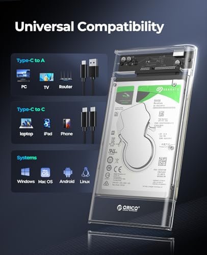 ORICO Transparent USB-C HDD Enclosure for Gaming
