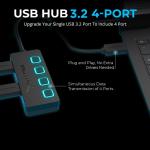 4-Port USB Hub with LED Switches and Cable