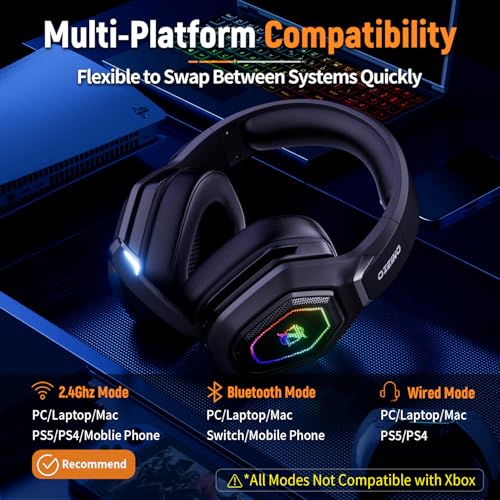 Ozeino Wireless Gaming Headset with RGB Lighting