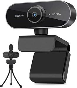 1080P Webcam with Microphone and Tripod Setup