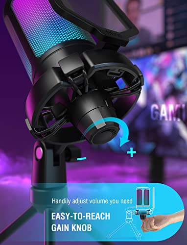 FIFINE RGB Gaming USB Microphone for Streaming