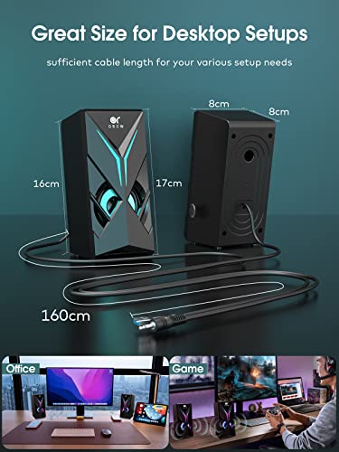 RGB Gaming Speakers with Volume Control and LED