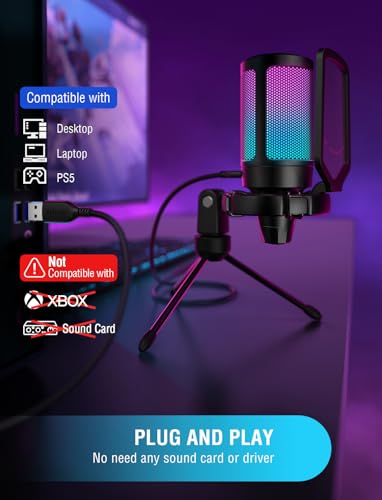 FIFINE RGB Gaming USB Microphone for Streaming