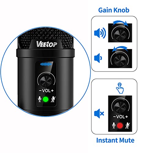Veetop USB Condenser Microphone for Gaming & Streaming
