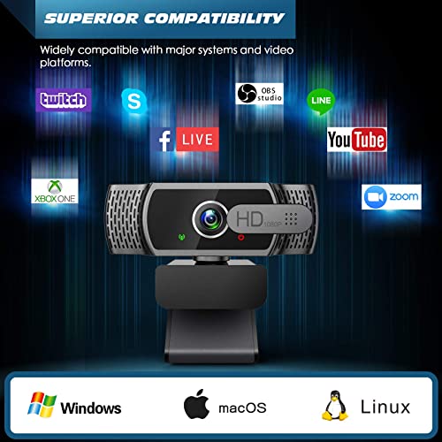 1080P FHD Webcam with Microphone for Gaming
