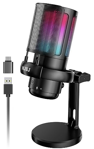 NJSJ USB Gaming Microphone with RGB Lighting