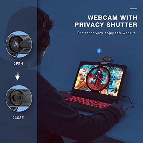 ASHU 1080P HD Webcam with Dual-Mic & Autofocus