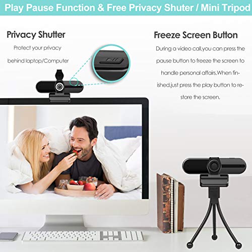 UHD 4K Webcam with Microphone and Tripod