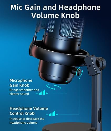 NJSJ RGB USB Gaming Microphone with Mute Tap