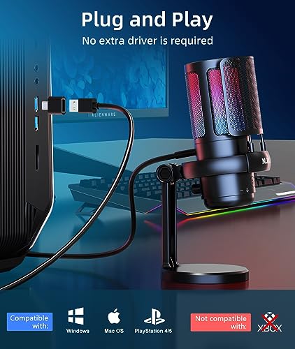 NJSJ RGB USB Gaming Microphone with Mute Tap