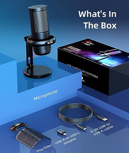 NJSJ RGB USB Gaming Microphone with Mute Tap