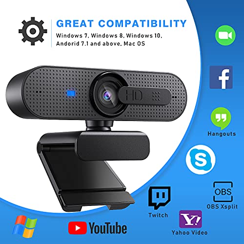 ASHU 1080P HD Webcam with Dual-Mic & Autofocus