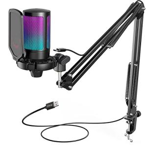 FIFINE RGB USB Gaming Microphone Kit for Streaming