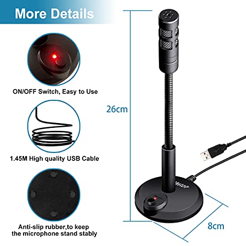 Veetop Omnidirectional USB Microphone for Gaming and Chat