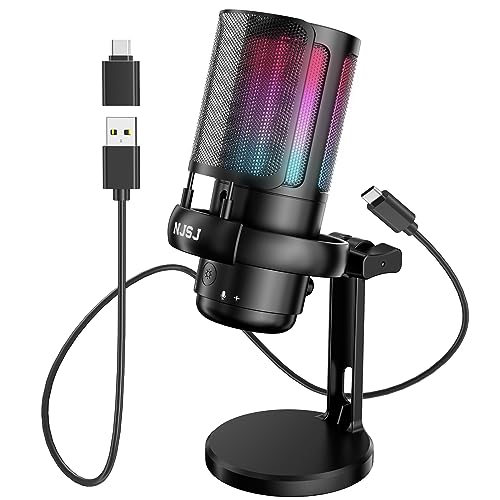 NJSJ RGB USB Gaming Microphone with Mute Tap