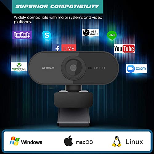 Full HD 1080P Webcam with Microphone for Gaming