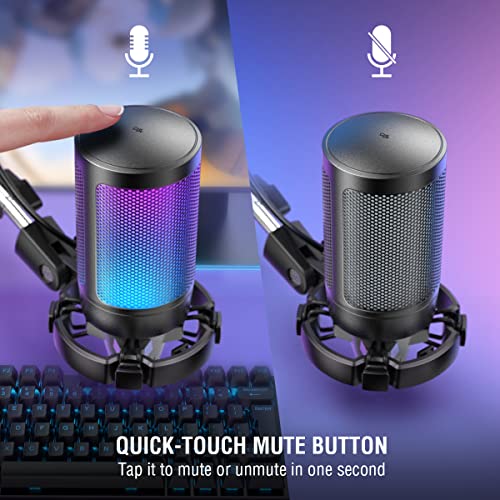 FIFINE RGB USB Gaming Microphone Kit for Streaming