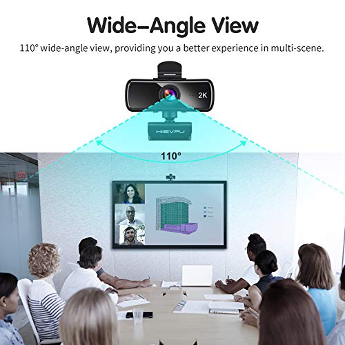 Hiievpu 2K USB Webcam with Microphone for Gaming