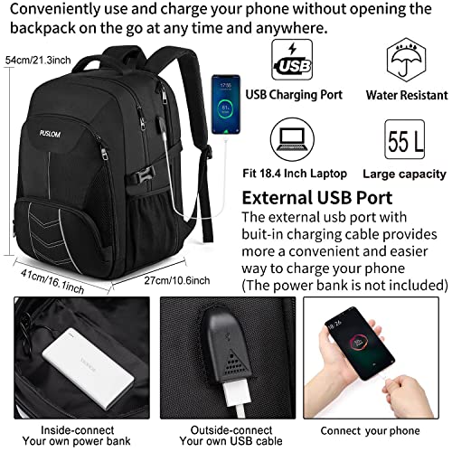 Extra Large 55L Gaming Laptop Backpack with USB