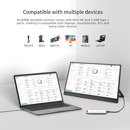 AILRINNI 15.6" Portable Gaming Monitor with Speakers