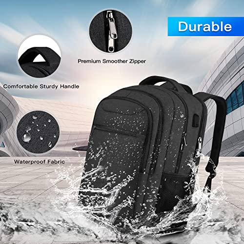 Z-MGKISS 17-Inch Anti-Theft Laptop Backpack, Black