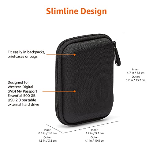 Compact Black Carrying Case for External Hard Drive