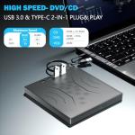 Portable 7-in-1 USB/CD/DVD Drive for Laptops