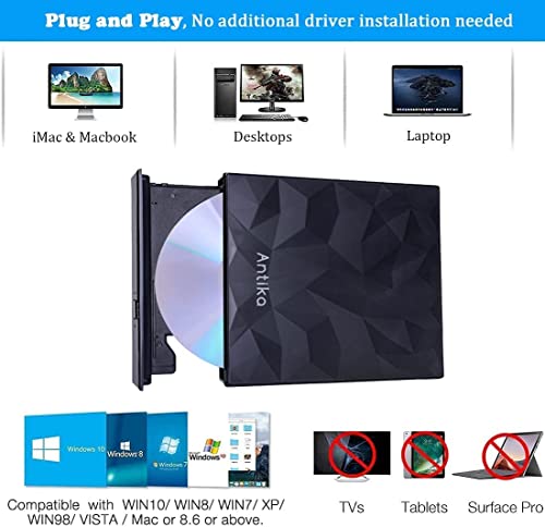 Antika Portable USB 3.0 CD/DVD Drive for Laptops