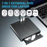 Portable 7-in-1 USB/CD/DVD Drive for Laptops