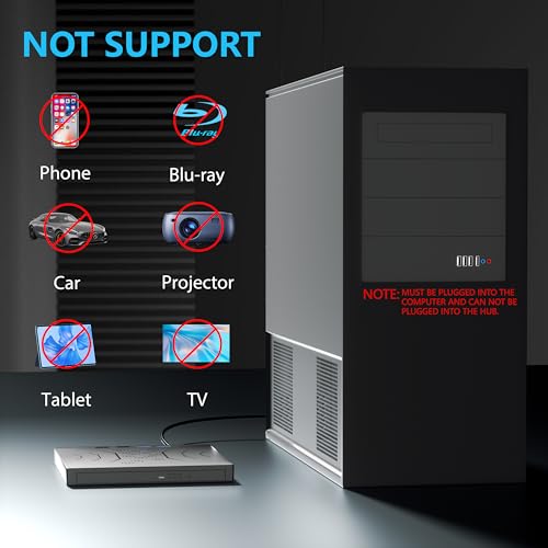 Portable 7-in-1 USB/CD/DVD Drive for Laptops