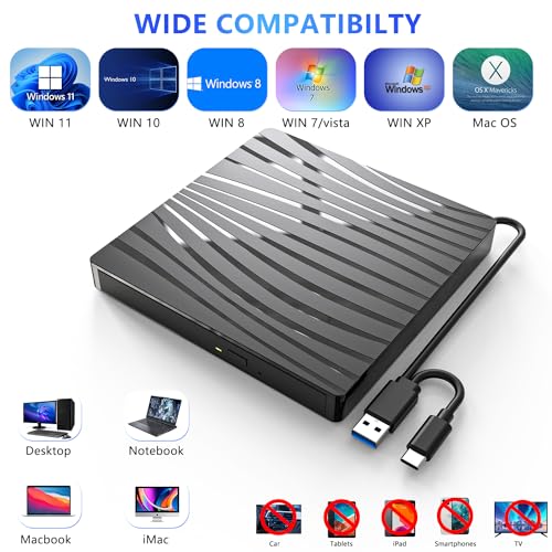 Slim Portable USB 3.0 External DVD Drive